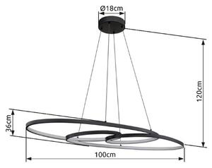 GLOBO 67177-40 SPIRA závěsné svítidlo LED 39W/1880lm 2700+4000+6500K černá matná, bílá