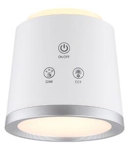GLOBO 58454W MEEYA dotyková stolní lampička LED V446mm 6W/300lm 3000+4000+6500K stříbrná, bílá, včetně baterie CR18650 1500mAh 3,7V, USB kabel