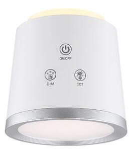 GLOBO 58454W MEEYA dotyková stolní lampička LED V446mm 6W/300lm 3000+4000+6500K stříbrná, bílá, včetně baterie CR18650 1500mAh 3,7V, USB kabel