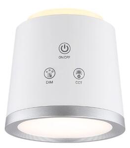 GLOBO 58454W MEEYA dotyková stolní lampička LED V446mm 6W/300lm 3000+4000+6500K stříbrná, bílá, včetně baterie CR18650 1500mAh 3,7V, USB kabel