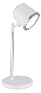 GLOBO 58454W MEEYA dotyková stolní lampička LED V446mm 6W/300lm 3000+4000+6500K stříbrná, bílá, včetně baterie CR18650 1500mAh 3,7V, USB kabel