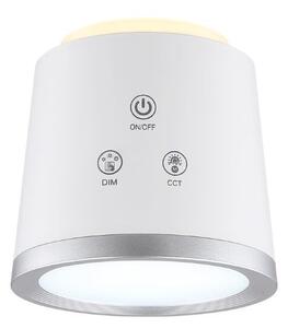 GLOBO 58454W MEEYA dotyková stolní lampička LED V446mm 6W/300lm 3000+4000+6500K stříbrná, bílá, včetně baterie CR18650 1500mAh 3,7V, USB kabel