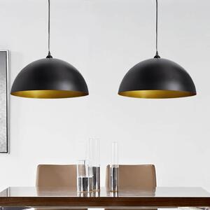 Stropní lampa polokoule 2 ks s nastavitelnou výškou černá 241113