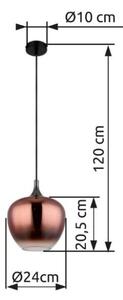 GLOBO 15548HG MAXY závěsné svítidlo D240mm 1xE27 černá, měděná
