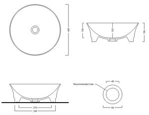 SAPHO IDEA keramické retro umyvadlo na desku, Ø 42cm, bílá WH103