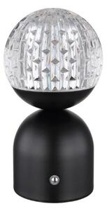 GLOBO 21007S JULSY dotyková stolní lampička V200mm LED 2,5W/173lm 2700+4000+6500K matná černá, průhledná, včetně CR18650 1800mAh 3,7V, USB kabel