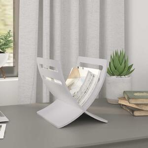 Dřevěný stojan na časopisy volně stojící bílý 241219