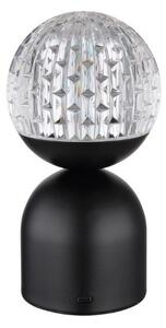 GLOBO 21007S JULSY dotyková stolní lampička V200mm LED 2,5W/173lm 2700+4000+6500K matná černá, průhledná, včetně CR18650 1800mAh 3,7V, USB kabel
