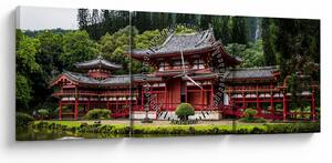 Obraz - čínská architektura (s hodinami) (90x30 cm)