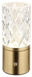GLOBO 21010M LUNKI dotyková stolní lampička V190mm LED 2,5W/185lm 2700+6500+4000K mosazná, průhledná, včetně baterie CR18650 1800mAh 3,7V, USB-A 2.0 - USB-C