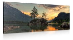 Obraz horská krajina u jezera - 100x50 cm