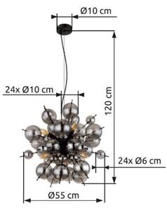 GLOBO 15633HS UDO závěsné svítidlo D550mm 6xE14 černá matná, kouřová