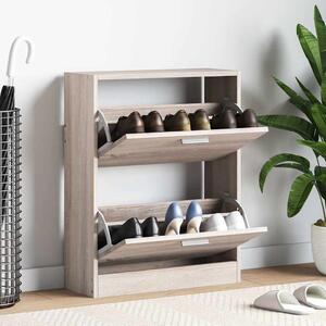 Dřevěný botník se 2 přihrádkami vzhled dubu 241243
