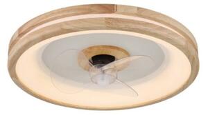 GLOBO 03650 GATIAN stropní svítidlo s ventilátorom D500mm LED 30W/2250lm 2700-6500K bílá, dřevo, dálkový ovladač