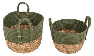 Úložné košíky s uchy mořská tráva a bavlna, khaki, sada 2 ks
