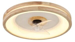 GLOBO 03650 GATIAN stropní svítidlo s ventilátorom D500mm LED 30W/2250lm 2700-6500K bílá, dřevo, dálkový ovladač