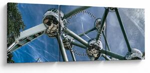Obraz - atomium v Bruselu (s hodinami) (90x30 cm)