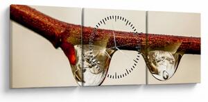 Obraz kapek na větvi (s hodinami) (90x30 cm)