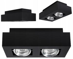 Černé přisazené bodové svítidlo 2× GU10, 250 × 140 mm
