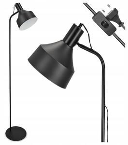 Černá stojací lampa E27, nastavitelná, výška 155 cm