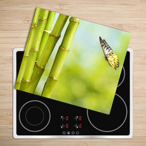 Skleněná krájecí deska Bambus a motýl 60x52 cm