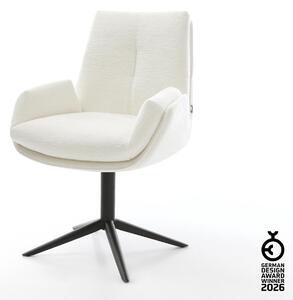 DELIFE Jídelní židle Clea-Flex bouclé měkký béžová podnož křížová černá 360° otočný houpací funkce
