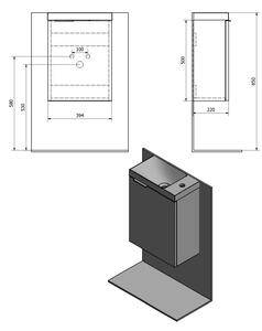 Sapho, LATUS X umyvadlová skříňka 39,4x50x22cm, bílá (LT110), LT110-3030
