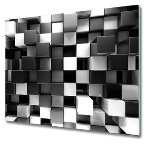 Skleněná krájecí deska Kostky abstrakce 60x52 cm