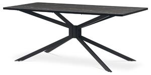 Jídelní stůl HT-885 GREY, 180x90 cm, MDF dekor šedý mramor, kov černý mat