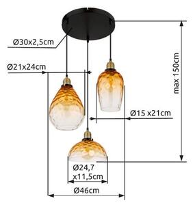 GLOBO 15786-3H1 SALVY závěsné svítidlo D460mm 3xE27 černá, jantarová