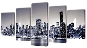 Sada obrazů, tisk na plátně monochromní panoráma New Yorku 100 x 50 cm 241548