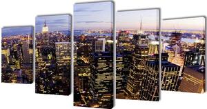 Sada obrazů, tisk na plátně, panoráma New Yorku, 200 x 100 cm 241547