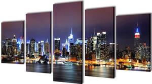 Sada obrazů, tisk na plátně, barevné panoráma New Yorku 100 x 50 cm 241550