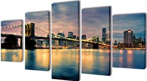 Sada obrazů, tisk na plátně, Brooklynský most s řekou, 200 x 100 cm 241555