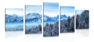 5-dílný obraz zamrzlé hory - 100x50 cm
