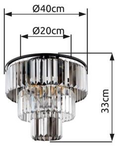 GLOBO 15695D NAXIS stropní svítidlo D400mm 3xE27 černá, kouřová, průhledná
