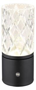 GLOBO 21010S LUNKI dotyková stolní lampička V190mm LED 2,5W/185lm 2700+6500+4000K černá, průhledná, včetně baterie CR18650 1800mAh 3,7V, USB-A 2.0 - USB-C