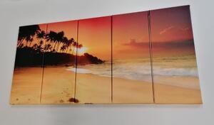 5-dílný obraz západ slunce na Srí Lance - 100x50 cm