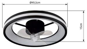 GLOBO 03651 GATIAN stropní svítidlo s ventilátorom D495mm LED 30W/2215lm 2700-6500K černá, bílá, dálkový ovladač
