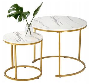 Konferenční stolek na kávu Home Living II kulatý 2ks sada - bílá barva