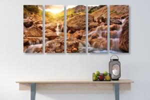 5-dílný obraz vysokohorské vodopády - 100x50 cm