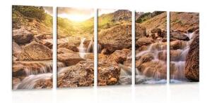 5-dílný obraz vysokohorské vodopády - 100x50 cm
