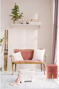 ROGU SUPPLIES sametová taburetka ve tvaru kostky - růžová barva