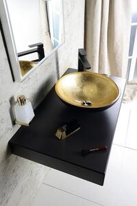 Sapho MURANO BLACK-GOLD skleněné umyvadlo na desku, průměr 40cm, černá/zlatá