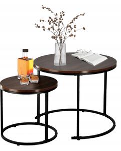 Home Living 2ks sada Konferenční stolek na kávu kulatý - hnědá barva