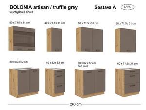 Kuchyňská linka BOLONIA artisan/truffle grey, Sestava A, 260 cm