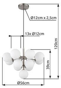 GLOBO 56143-13N GRAPPY závěsné svítidlo D560mm 13xG9 matný nikl, bílá