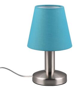 Stolní lampa TOUCH ME 3 tyrkysová/stříbrná, látkové stínítko