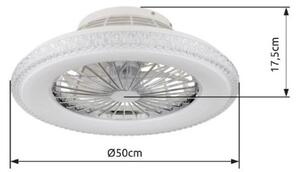 GLOBO 03654 CORUSSO stropní svítidlo s ventilátorom D500mm LED 40W/2500lm 3000-6500K chromová, bílá, dálkový ovladač