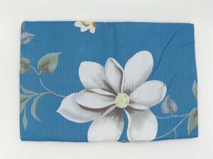 Bavlissimo 2-dílné krepové povlečení 140X200+70X90 s modrým podkladem a bílými květy